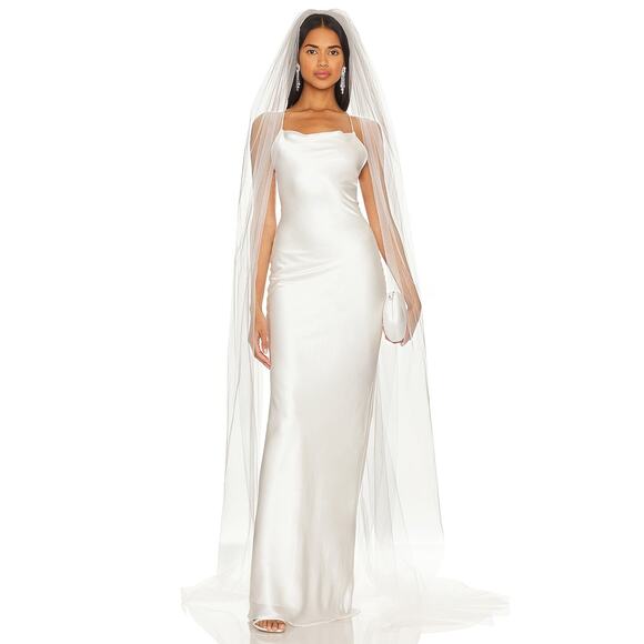 Ofrenda Studio Faculty Plain Lace Tulle Veil Gold Comb Bridal Wedding Statement - Picture 1 of 6